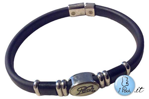 >Bracciale in pelle e metallo con il logo dei Pooh >Bracciale in pelle e metallo con il logo dei Pooh