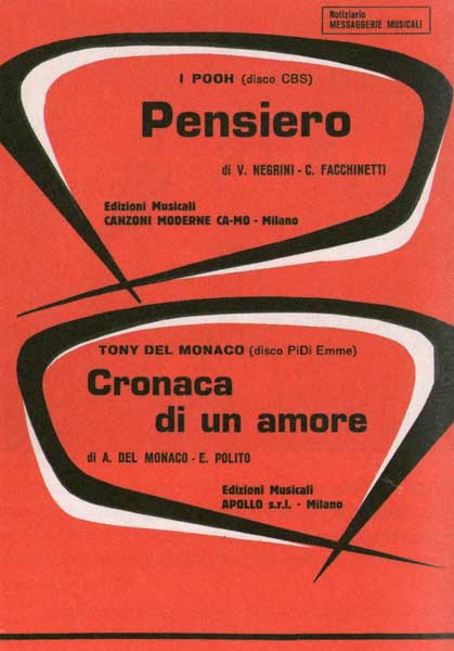 1971 - Pensiero - Edizioni Musicali Canzoni Moderne CA-MO, Milano 1971 - Pensiero - Edizioni Musicali Canzoni Moderne CA-MO, Milano