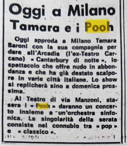 11.12.1972 - Testata sconosciuta - Oggi a Milano Tamara e i Pooh