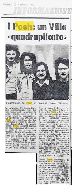11.12.1972 - Testata sconosciuta - I Pooh: un Villa «quadruplicato» 12.12.1972 - Testata sconosciuta - I Pooh: un Villa «quadruplicato»