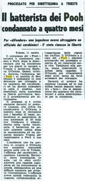 11.08.1973 - Testata sconosciuta - Il batterista dei Pooh condannato a quattro mesi 11.08.1973 - Testata sconosciuta - Il batterista dei Pooh condannato a quattro mesi