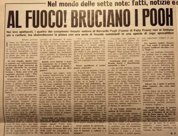 Gennaio 1975 - Novella 2000 - Al fuoco! Bruciano i Pooh, di Ornella Ferrario Gennaio 1975 - Novella 2000 - Al fuoco! Bruciano i Pooh, di Ornella Ferrario