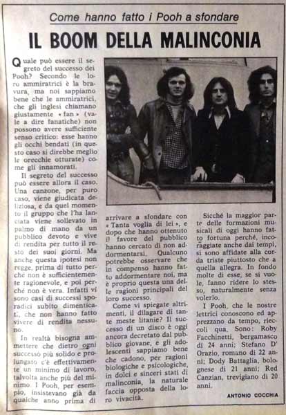 Marzo 1975 - Confidenze - Il boom della malinconia, di Antonio Cocchia Marzo 1975 - Confidenze - Il boom della malinconia, di Antonio Cocchia