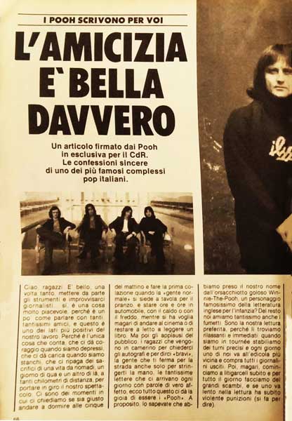 27.06.1976 - Corriere dei Ragazzi - N°26 - Pag. 66 - L'amicizia è bella davvero, di I Pooh 27.06.1976 - Corriere dei Ragazzi - N°26 - Pag. 66 - L'amicizia è bella davvero, di I Pooh