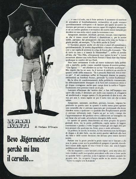 Aprile 1978 - Nuovo Sound - Numero 4 - Bevo Jagermeister perché mi lava il cervello, di Stefano D'Orazio