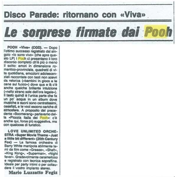 23.10.1979 - Corriere della Sera - Le sorprese firmate dai Pooh, di Mario Luzzatto Fegiz 23.10.1979 - Corriere della Sera - Le sorprese firmate dai Pooh, di Mario Luzzatto Fegiz