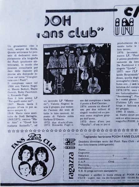 11.06.1980 - Ragazza In - Pooh 'Fans Club' 11.06.1980 - Ragazza In - Pooh 'Fans Club'