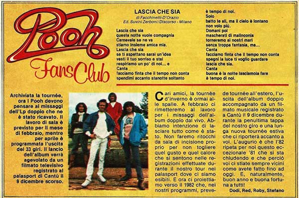 Dicembre 1981 - TV Sorrisi e Canzoni - Pooh Fans Club, di Dodi, Red, Roby, Stefano Dicembre 1981 - TV Sorrisi e Canzoni - Pooh Fans Club, di Dodi, Red, Roby, Stefano