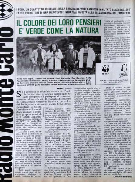 Gennaio 1988 - Stop - N.2051 - Il colore dei loro pensieri è verde come la natura, di Cristina Berbenni