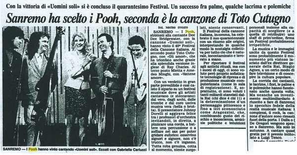 04.03.1990 - Testata sconosciuta - Sanremo ha scelto i Pooh, seconda è la canzone di Toto Cutugno, di Mario Luzzatto Fegiz 04.03.1990 - Testata sconosciuta - Sanremo ha scelto i Pooh, seconda è la canzone di Toto Cutugno, di Mario Luzzatto Fegiz