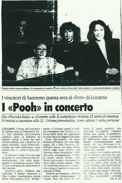 21.03.1990 - Testata Sconosciuta - I «Pooh» in concerto