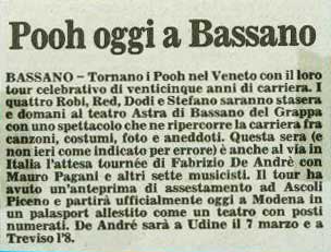 18.02.1991 - Il Gazzettino di Vicenza - Pooh oggi a Bassano