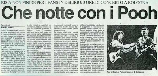 16.11.1994 - Il Resto del Carlino - Che notte con i Pooh, di Lucio Mazzi 16.11.1994 - Il Resto del Carlino - Che notte con i Pooh, di Lucio Mazzi