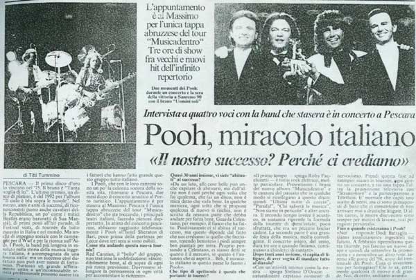 22.11.1994 - Il Centro - Pooh, miracolo italiano, di Titti Tummino 22.11.1994 - Il Centro - Pooh, miracolo italiano, di Titti Tummino