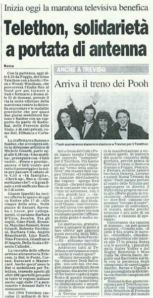 15.12.1995 - Il Gazzettino - Telethon, solidarietà a portata di mano 15.12.1995 - Il Gazzettino - Telethon, solidarietà a portata di mano