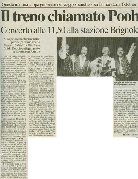 16.12.1995 - Il Secolo XIX - Il treno chiamato Pooh, di Renato Tortaro 16.12.1995 - Il Secolo XIX - Il treno chiamato Pooh, di Renato Tortaro