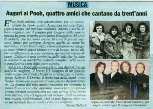 06.11.1996 - Oggi - Auguri ai Pooh, quattro amici che cantano da trent'anni, di Paolo Zefferi 06.11.1996 - Oggi - Auguri ai Pooh, quattro amici che cantano da trent'anni, di Paolo Zefferi