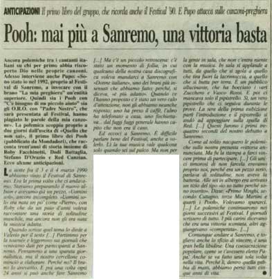 15.02.1997 - Corriere della Sera - Pooh: ma più a Sanremo, una vittoria basta 15.02.1997 - Corriere della Sera - Pooh: ma più a Sanremo, una vittoria basta