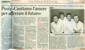 26.09.2000 - Il Secolo XIX - Pooh: Cantiamo l'amore per afferrare il futuro, di Renato Tortarolom