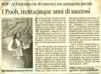 10.02.2001 - Corriere della Sera - I Pooh, trentacinque anni di successi, di E. P.