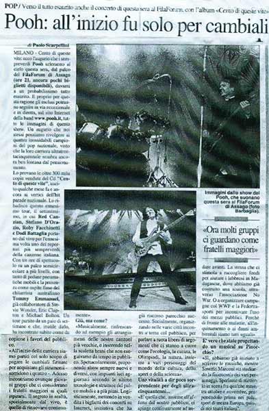 10.02.2001 - Il Giorno - Pooh: all'inizio fu solo per cambiali, di Paolo Scarpellini 10.02.2001 - Il Giorno - Pooh: all'inizio fu solo per cambiali, di Paolo Scarpellini