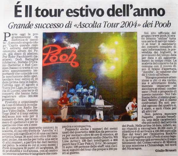 27.08.2004 - Testata sconosciuta - È il tour estivo dell'anno, di Giulio Brusati 27.08.2004 - Testata sconosciuta - È il tour estivo dell'anno, di Giulio Brusati