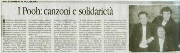 18.04.2005 - Gazzetta del Lunedì - I Pooh: canzoni e solidarietà 18.04.2005 - Gazzetta del Lunedì - I Pooh: canzoni e solidarietà
