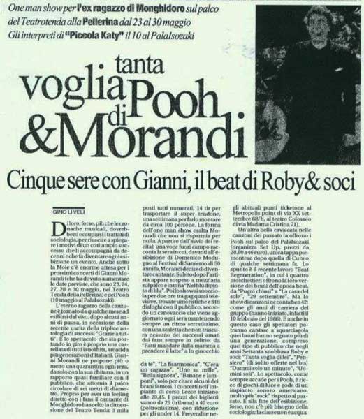 28.04.2008 - La Repubblica - Torino - Tanta voglia di Pooh & Morandi, di Gino Liveli