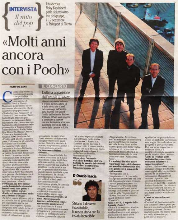 25.08.2009 - L'Adige - «Molti anni ancora con i Pooh», di Fabio De Santi 25.08.2009 - L'Adige - «Molti anni ancora con i Pooh», di Fabio De Santi