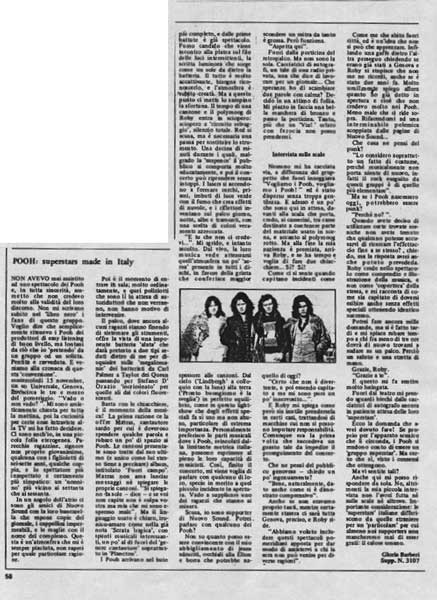 Dicembre 1978 - Nuovo Sound - N°12 - Pag.58 - POOH: superstars made in Italy, di Gloria Barberi Dicembre 1978 - Nuovo Sound - N°12 - Pag.58 - POOH: superstars made in Italy, di Gloria Barberi