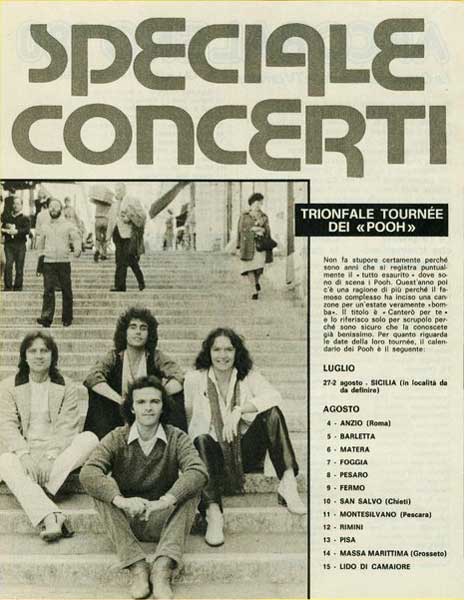Luglio 1980 - Testata sconosciuta - Speciale concerti - Trionfale tournée dei «Pooh» Luglio 1980 - Testata sconosciuta - Speciale concerti - Trionfale tournée dei «Pooh»