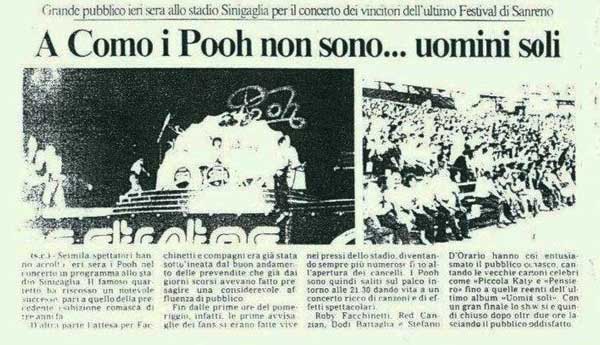 16.07.1990 - Testata sconosciuta - A Como i Pooh non sono... uomini soli 16.07.1990 - Testata sconosciuta - A Como i Pooh non sono... uomini soli