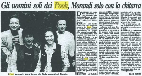 30.07.1990 - Corriere della Sera - Gli uomini soli dei Pooh, Morandi solo con la chitarra, di Paolo Zefferi 30.07.1990 - Corriere della Sera - Gli uomini soli dei Pooh, Morandi solo con la chitarra, di Paolo Zefferi