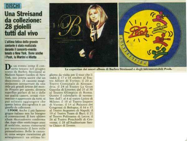 24.10.1994 - Gente - Una Streisand da collezione: 28 gioielli tutti dal vivo 24.10.1994 - Gente - Una Streisand da collezione: 28 gioielli tutti dal vivo