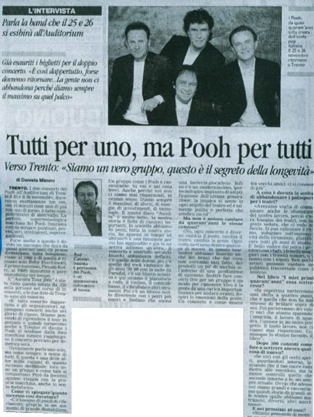 22.11.2004 - Alto Adige - Tutti per uno, ma Pooh per tutti, di Daniela Mimmi