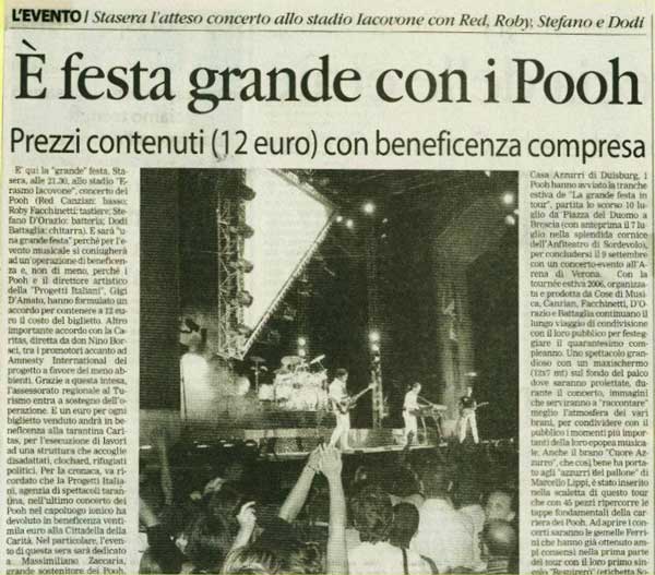06.08.2006 - La Gazzetta del Mezzogiorno - È festa grande con i Pooh 06.08.2006 - La Gazzetta del Mezzogiorno - È festa grande con i Pooh