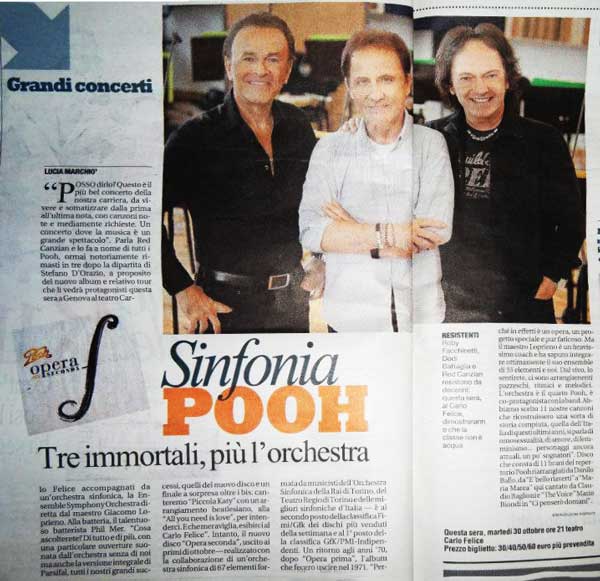 30.10.2012 - La Repubblica - Genova - N°256 - Sinfonia Pooh - Tre immortali, più l'orchestra, di Lucia Marchiò 30.10.2012 - La Repubblica - Genova - N°256 - Sinfonia Pooh - Tre immortali, più l'orchestra, di Lucia Marchiò