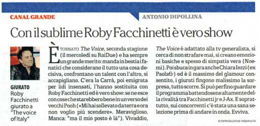 27.02.2015 - La Repubblica - Con il sublime Roby Facchinetti è vero show